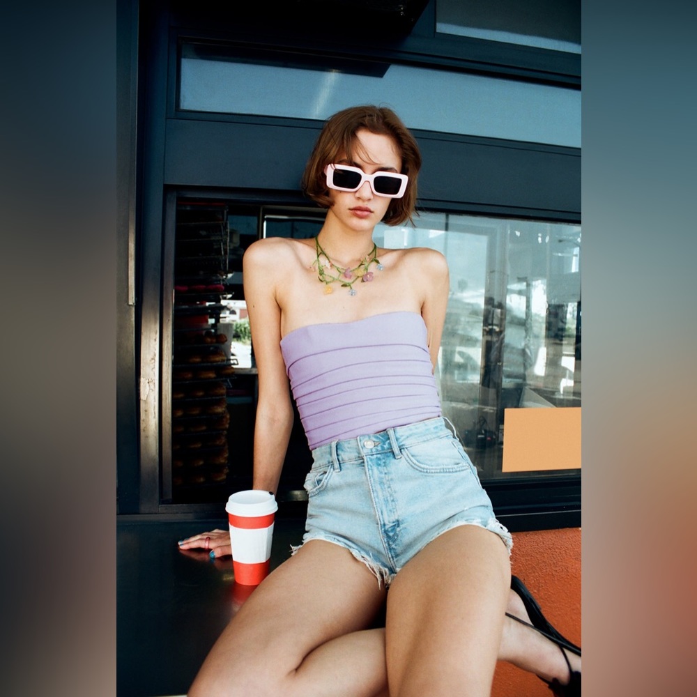 ZARA BUSTIER CROP TOP - LILAC